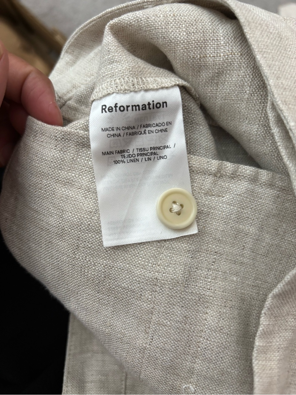 Reformation Mason Linen Pants Oatmeal Beige High Waisted Wide Leg Pleated Size 6 - Picture 12 of 12